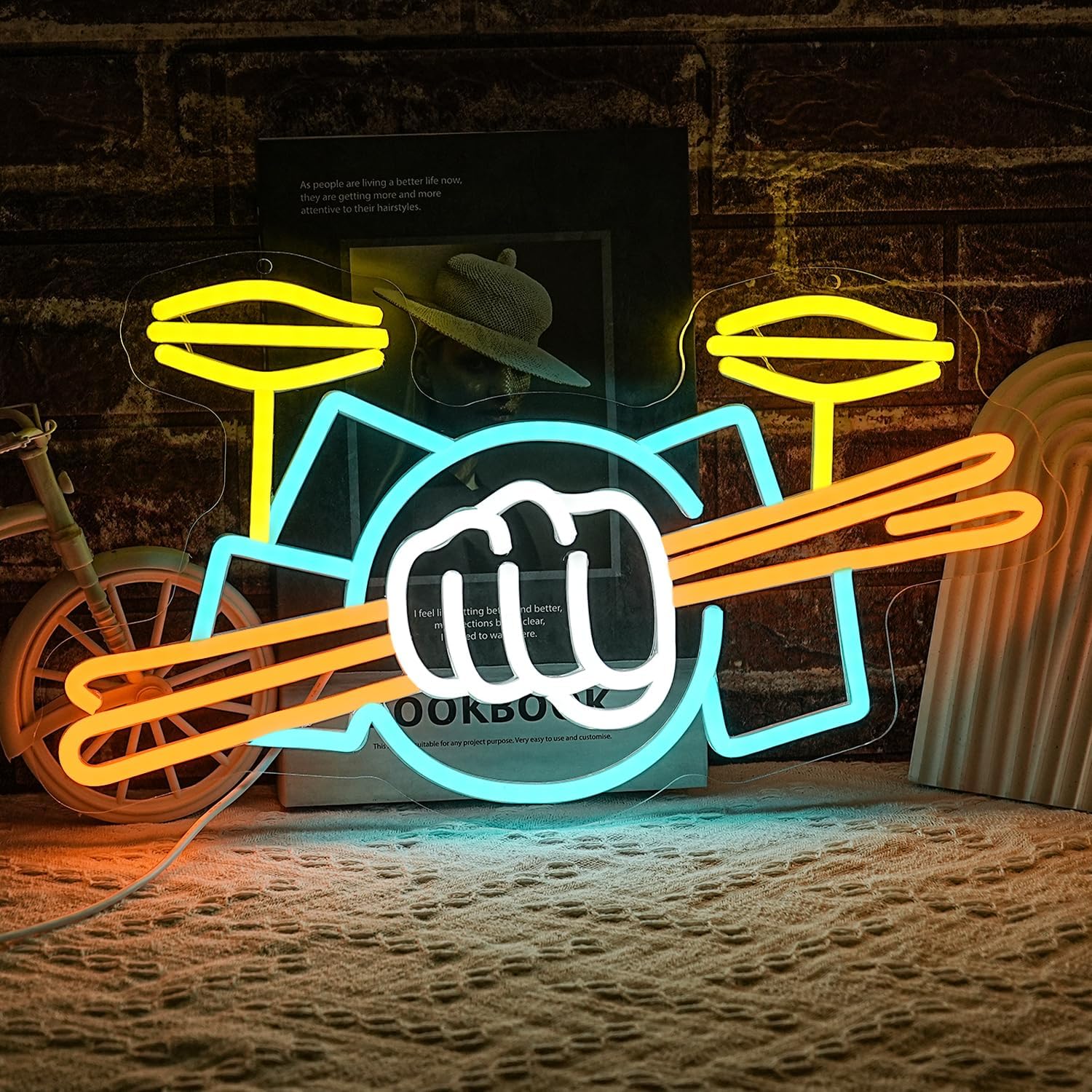 Musical Instrument ____ - Drum Set Neon Sign USB Powered
