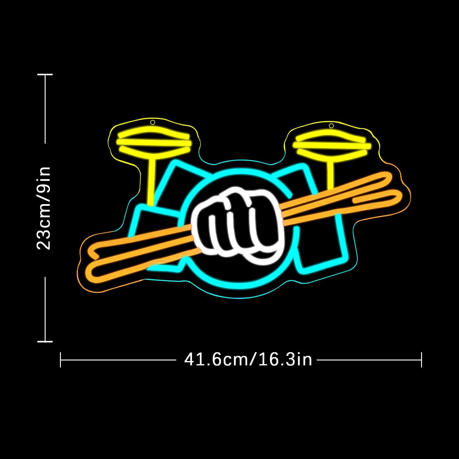 Drum Set Neon Sign USB Powered - Musical Instrument ____ ulasan dan harga