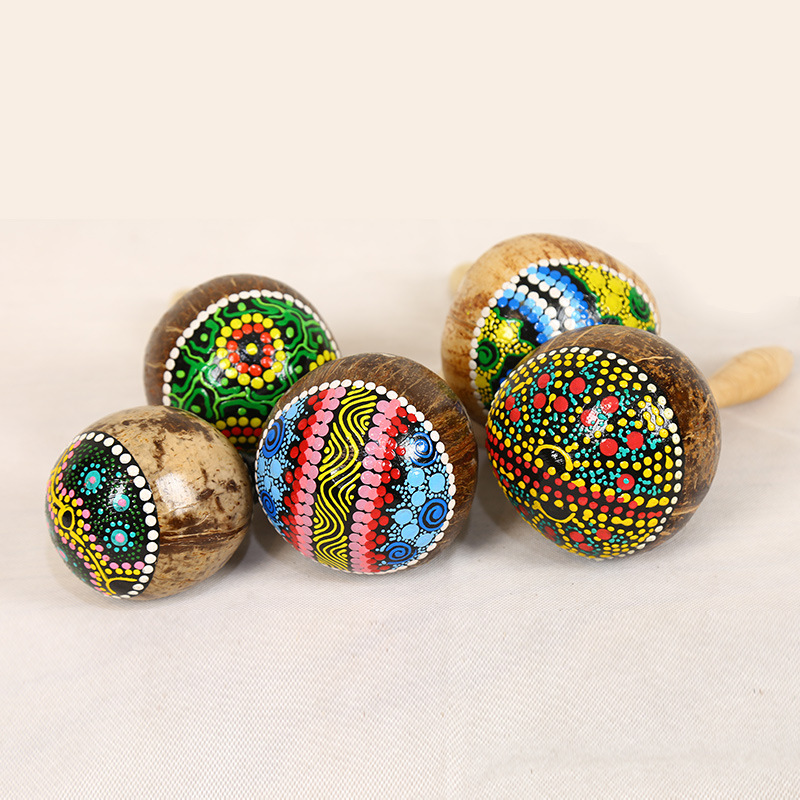 Painted Coconut Shell Maracas  - Musical Instrument Maraca ulasan dan harga