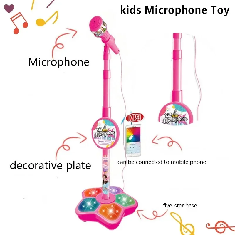 Kids Microphone with Stand Kar - Song With Musical Instrument ulasan dan harga