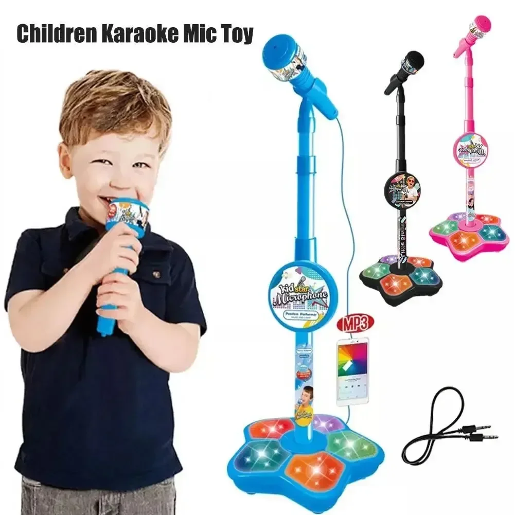 Kids Microphone with Stand Kar - Song With Musical Instrument ulasan dan harga