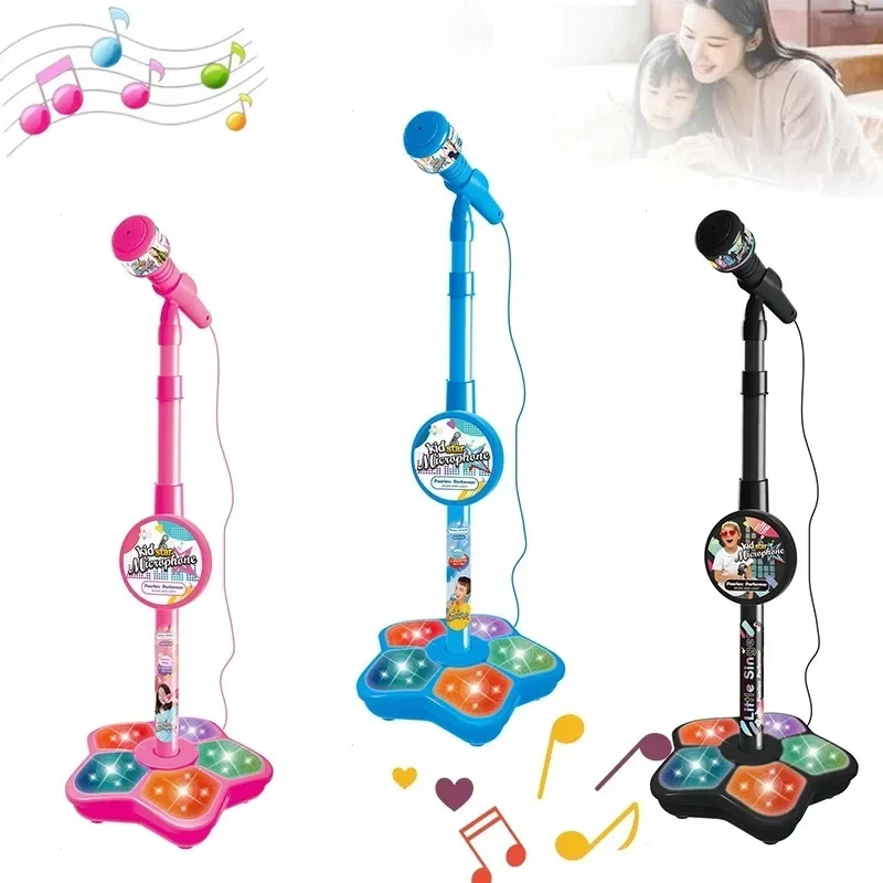 Kids Microphone with Stand Kar - Song With Musical Instrument ulasan dan harga