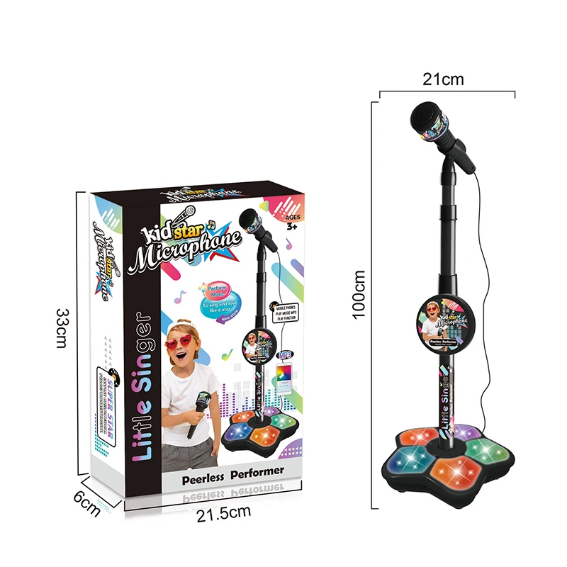 Kids Microphone with Stand Kar - Song With Musical Instrument ulasan dan harga