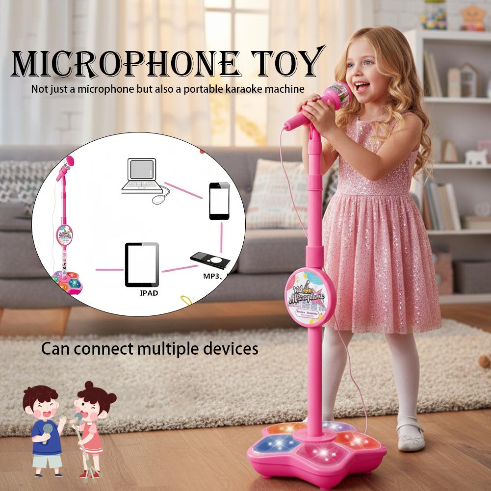Kids Microphone with Stand Kar - Song With Musical Instrument ulasan dan harga