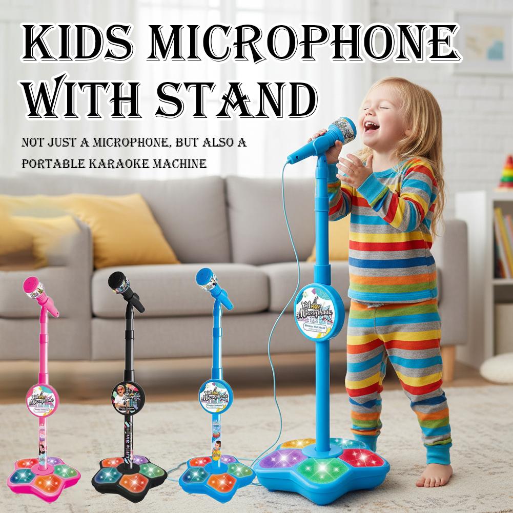 Kids Microphone with Stand Kar - Song With Musical Instrument ulasan dan harga